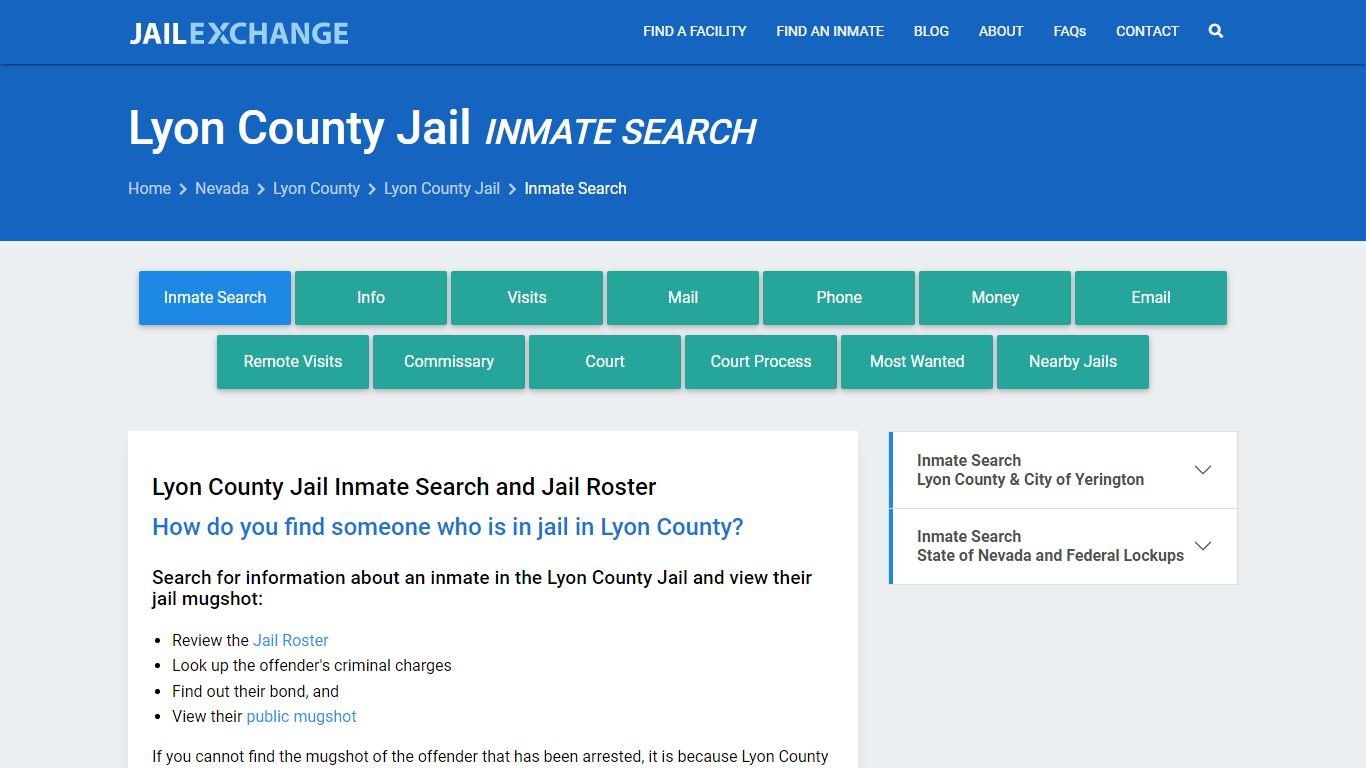 Inmate Search: Roster & Mugshots - Lyon County Jail, NV - Jail Exchange